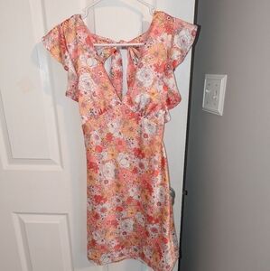 Altar'd State Floral Mini Dress - Pink and Orange